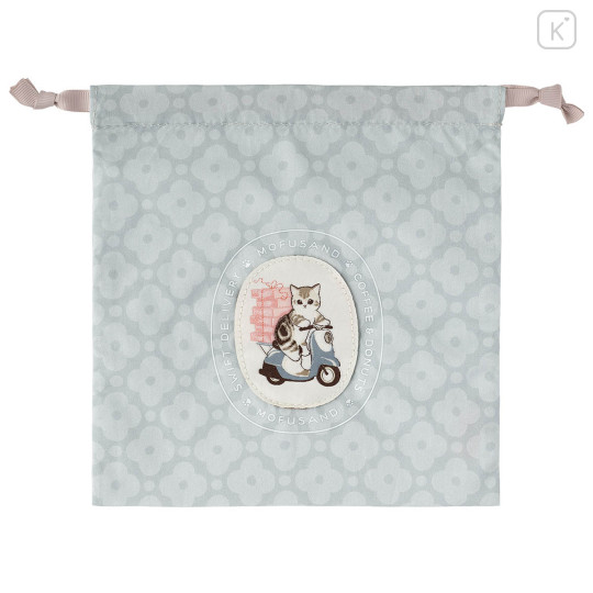 Japan Mofusand Drawstring Bag - Mofusand Coffee And Donuts Cat Blue - 1