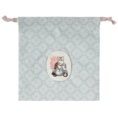 Japan Mofusand Drawstring Bag - Mofusand Coffee And Donuts Cat Blue