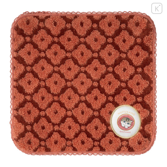 Japan Mofusand Mini Towel Jacquard Handkerchief - Mofusand Coffee And Donuts Cat Red - 1