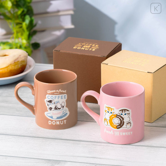 Japan Mofusand Water Repellent Mug - Mofusand Coffee And Donuts Cat Pink - 2