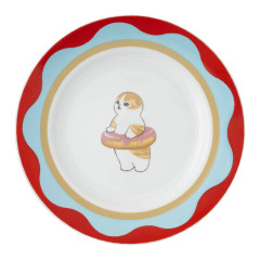 Japan Mofusand Porcelain Plate - Mofusand Coffee And Donuts Cat Strawberry Chocolate
