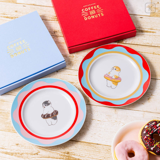 Japan Mofusand Porcelain Plate - Mofusand Coffee And Donuts Cat Strawberry Chocolate - 2