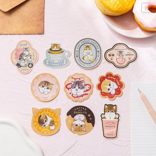 Japan Mofusand Smartphone Sticker - Mofusand Coffee And Donuts Cat Strawberry Chocolate - 2