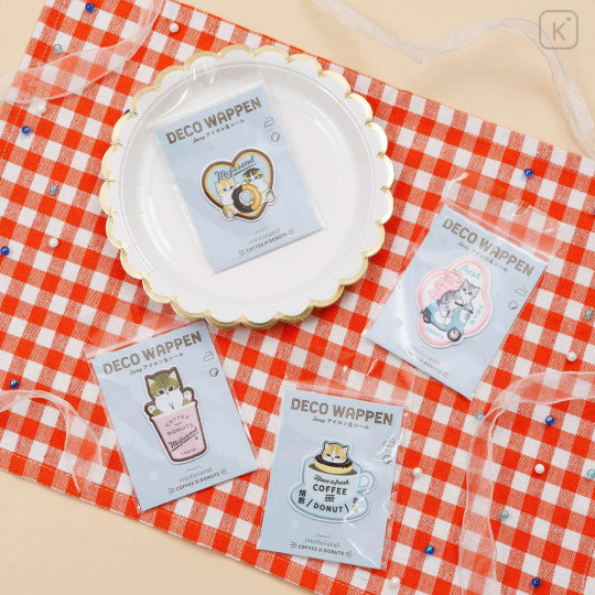 Japan Mofusand Versatile Iron-On and Sticker Patch - Mofusand Coffee And Donuts Cat Express Delivery - 2