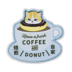 Japan Mofusand Versatile Iron-On and Sticker Patch - Mofusand Coffee And Donuts Cat Home Roaster