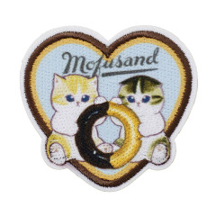 Japan Mofusand Versatile Iron-On and Sticker Patch - Mofusand Coffee And Donuts Cat Heart Donut Blue