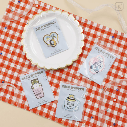 Japan Mofusand Versatile Iron-On and Sticker Patch - Mofusand Coffee And Donuts Cat Heart Donut Blue - 2