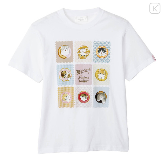 Japan Mofusand T-shirt (M) - Mofusand Coffee And Donuts Cat Illustrated Book White - 1