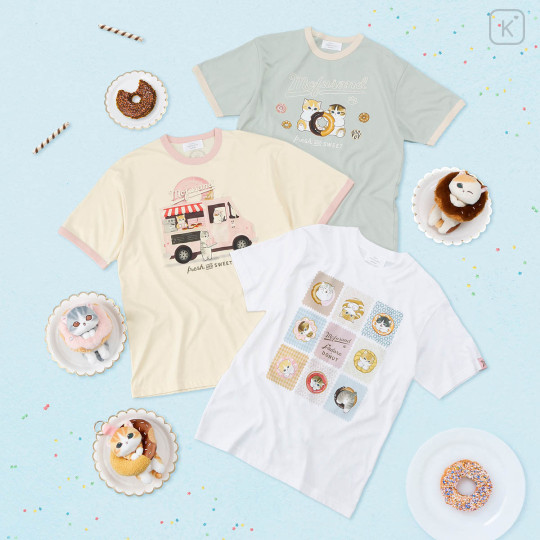 Japan Mofusand T-shirt (L) - Mofusand Coffee And Donuts Cat Mint - 2