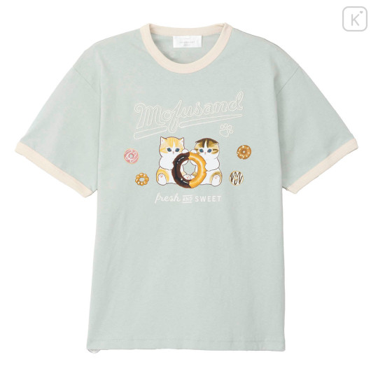 Japan Mofusand T-shirt (XL) - Mofusand Coffee And Donuts Cat Mint - 1