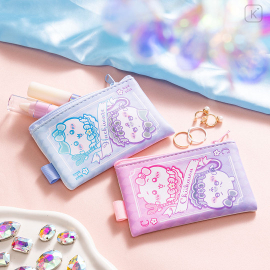 Japan Chiikawa Flat Mini Pouch - Momonga & Usagi : Magical Chiikawa Trump Card - 2