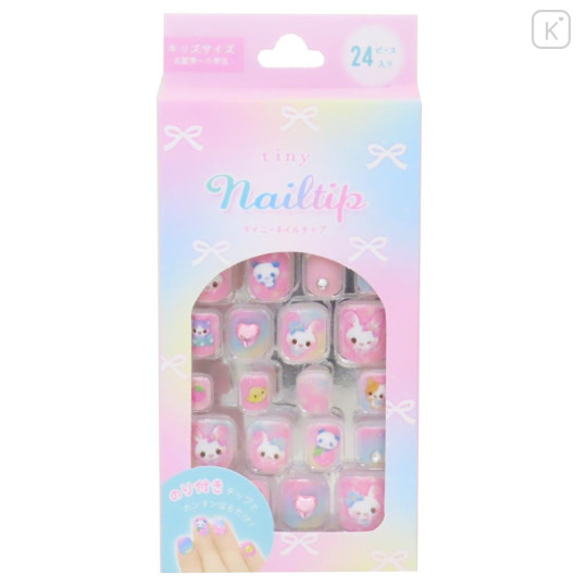 Japan Kamio Tiny Nail Tips - Kira Usa Twins Bubble Rabbit : Heisei Retro Pink - 1