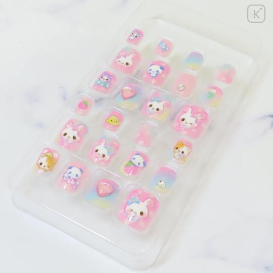 Japan Kamio Tiny Nail Tips - Kira Usa Twins Bubble Rabbit : Heisei Retro Pink - 2