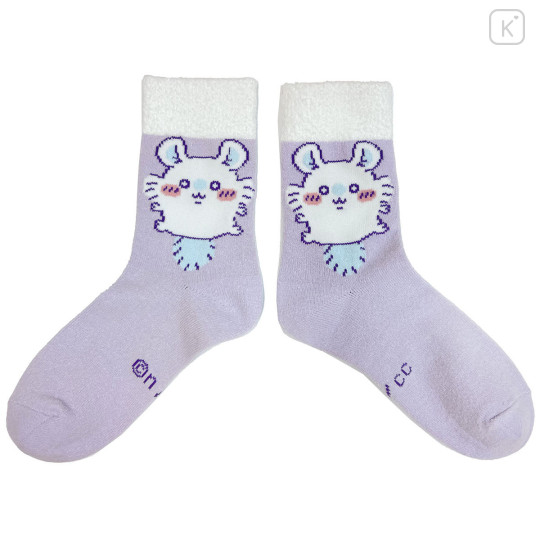 Japan Chiikawa Crew Socks - Momonga : Doll Purple - 1