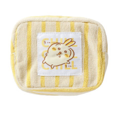 Japan Chiikawa Square Cosmetic Pouch - Usagi : Chill Chill Yellow Stripe
