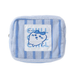 Japan Chiikawa Square Cosmetic Pouch - Hachiware : Chill Chill Blue Stripe