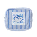Japan Chiikawa Square Cosmetic Pouch - Hachiware : Chill Chill Blue Stripe - 1