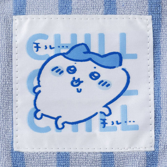 Japan Chiikawa Square Cosmetic Pouch - Hachiware : Chill Chill Blue Stripe - 4