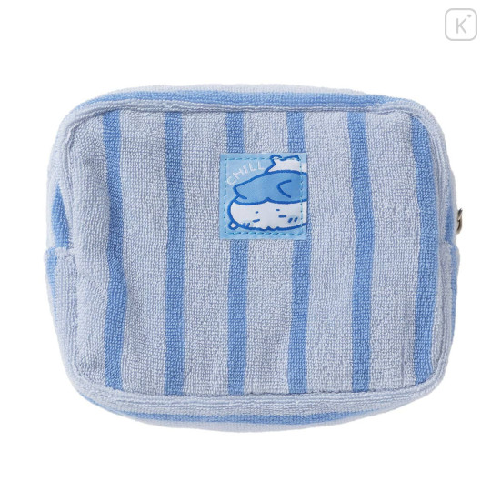 Japan Chiikawa Square Cosmetic Pouch - Hachiware : Chill Chill Blue Stripe - 5