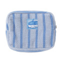 Japan Chiikawa Square Cosmetic Pouch - Hachiware : Chill Chill Blue Stripe - 5