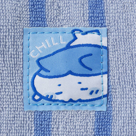 Japan Chiikawa Square Cosmetic Pouch - Hachiware : Chill Chill Blue Stripe - 6