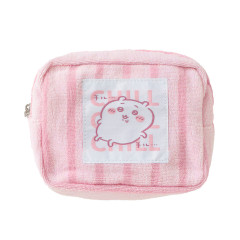 Japan Chiikawa Square Cosmetic Pouch - Chiikawa : Chill Chill Pink Stripe