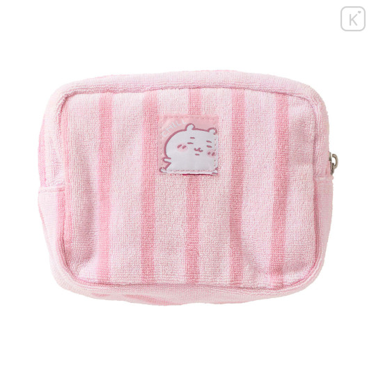 Japan Chiikawa Square Cosmetic Pouch - Chiikawa : Chill Chill Pink Stripe - 5
