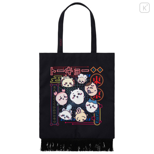 Japan Chiikawa Tote Bag - Characters : Tokyo Black Neon Light - 1