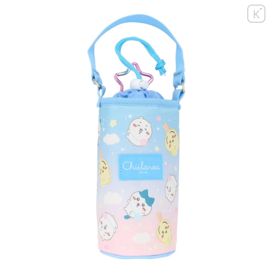 Japan Chiikawa Insulated Cooler Plastic Bottle Holder - Chiikawa & Hachiware & Usagi : Sky Blue Pink - 1