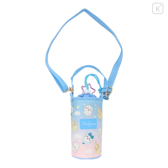 Japan Chiikawa Insulated Cooler Plastic Bottle Holder - Chiikawa & Hachiware & Usagi : Sky Blue Pink - 3