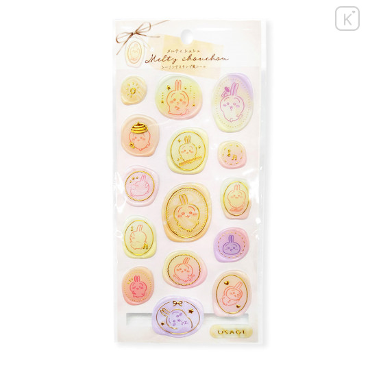 Japan Chiikawa Wax Style Seal Sticker - Usagi : Watercolor Gold Foil - 1