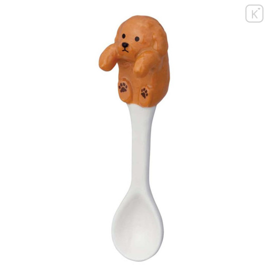 Japan Decole Ceramic Spoon - Wankoron Dog Toy Poodle Nokkari Figure - 1
