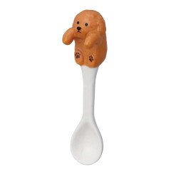 Japan Decole Ceramic Spoon - Wankoron Dog Toy Poodle Nokkari Figure