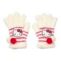 Japan Sanrio Original Kids Stretch Gloves - Hello Kitty : White Red Stripe - 1
