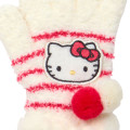 Japan Sanrio Original Kids Stretch Gloves - Hello Kitty : White Red Stripe - 2