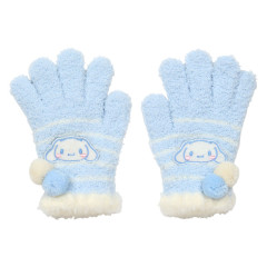 Japan Sanrio Original Kids Stretch Gloves - Cinnamoroll : Blue White Stripe