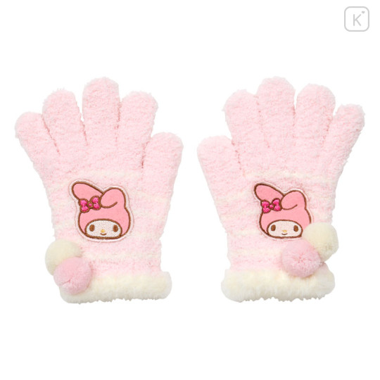 Japan Sanrio Original Kids Stretch Gloves - My Melody : Pink White Stripe - 1