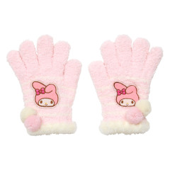 Japan Sanrio Original Kids Stretch Gloves - My Melody : Pink White Stripe