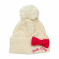 Japan Sanrio Original Kids Knit Hat - Hello Kitty : Beige Ribbon - 1