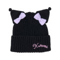 Japan Sanrio Original Kids Knit Hat - Kuromi : Black Ribbon - 1
