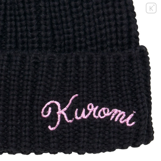 Japan Sanrio Original Kids Knit Hat - Kuromi : Black Ribbon - 2