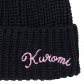 Japan Sanrio Original Kids Knit Hat - Kuromi : Black Ribbon - 2