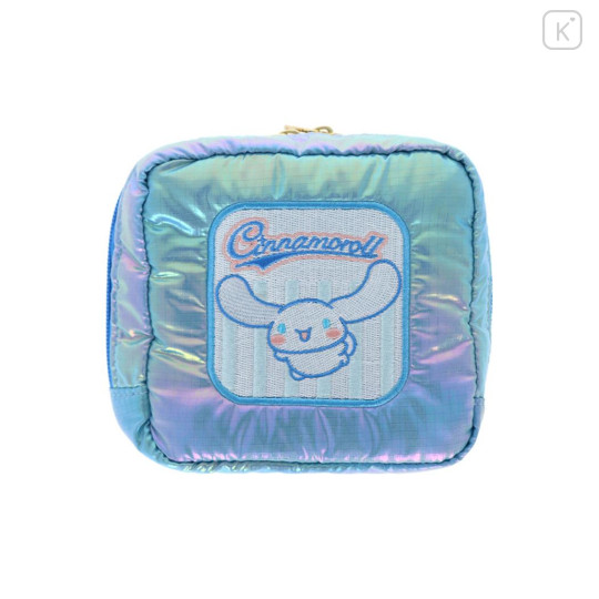 Japan Sanrio Square Pouch - Cinnamoroll : Petit Collection Blue Satin - 1