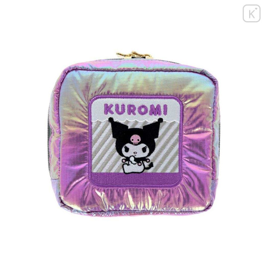 Japan Sanrio Square Pouch - Kuromi : Petit Collection Purple Satin - 1