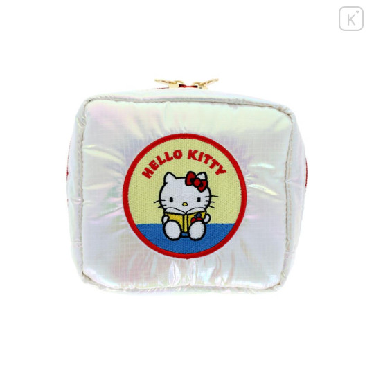 Japan Sanrio Square Pouch - Hello Kitty : Petit Collection White Satin - 1