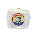 Japan Sanrio Square Pouch - Hello Kitty : Petit Collection White Satin - 1