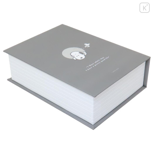 Japan Peanuts Book-Shaped Box Case - Snoopy : Wonderful Day Blessing Grey - 2
