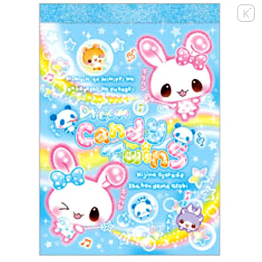 Japan Heisei Retro Mini Notepad - Kira Usa Twins Blue - 1