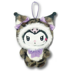 Japan Sanrio Ballchain Mascot Pouch - Kuromi : Leopard Loving Eyes