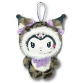Japan Sanrio Ballchain Mascot Pouch - Kuromi : Leopard Loving Eyes - 1
